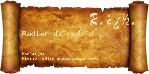 Radler Árpád névjegykártya